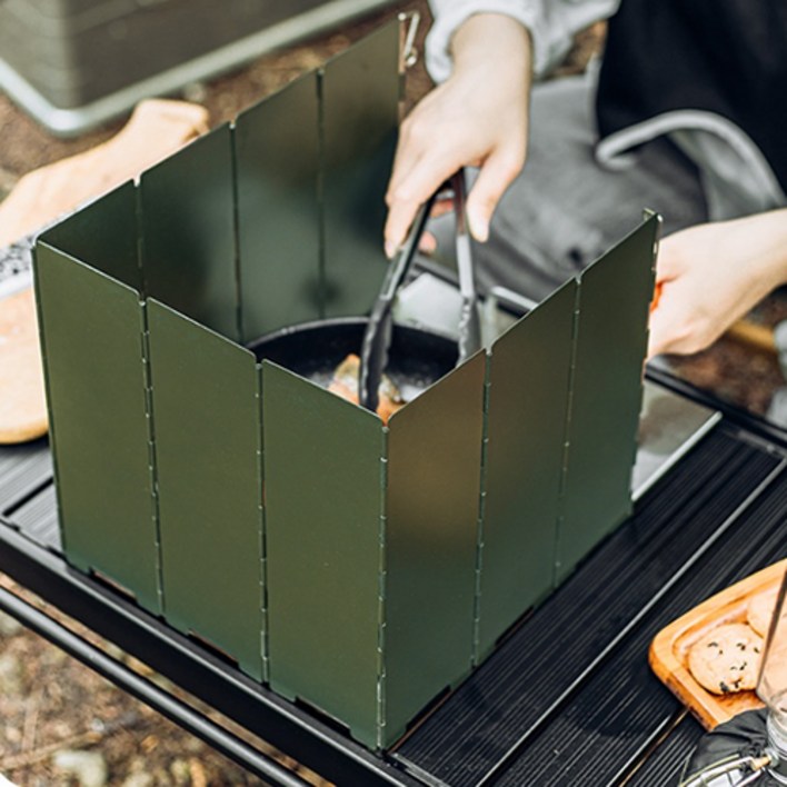 애플민트 캠핑 10단 접이식 가스 버너 바람막이 가림막케이스, 1개, 2.카키