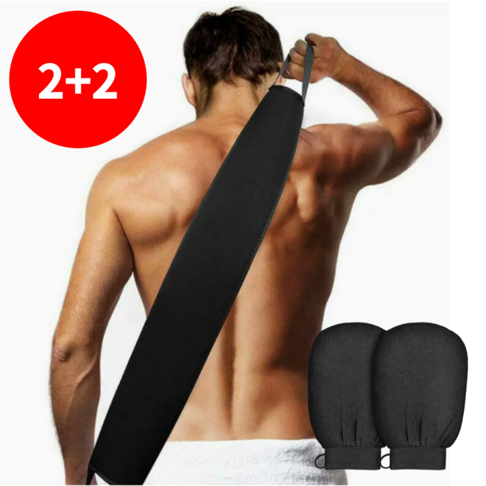 팍스홈 (2+2) 저자극 때가 술술 때밀이 때장갑 2P+때타올 2P, 1세트, 4개입, 블랙