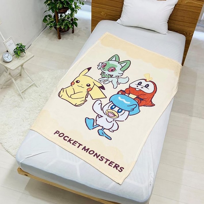 MORIPiLO 모리시타 무릎담요 블랭킷 포켓몬 피카츄 팔데아 100x140cm 하프켓 담요 포켓몬스터 캐릭터상품 베이지 4621408