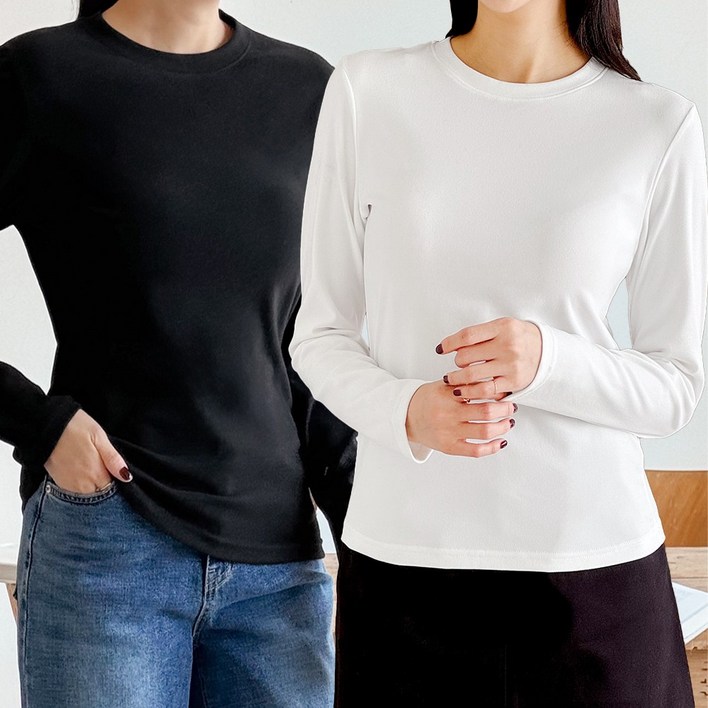 지나홈 여성 기모 라운드 긴팔 티셔츠 2P 지나홈 여성 기모 라운드 긴팔 티셔츠 2P