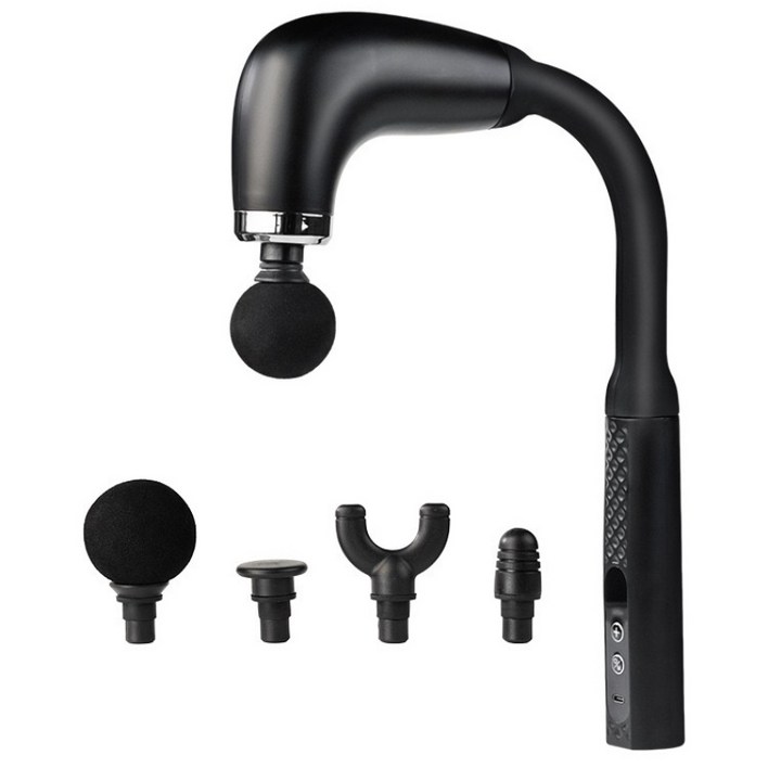 AOSS 진동 핸디 마사지건 강력 진동 갈고리형 휴대용 무선 안마기, 블랙