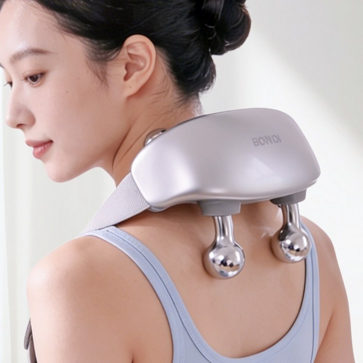 보미디 무선 목 어깨 마사지기 안마기 허리 승모근 지압기 MP4, 실버, MP4