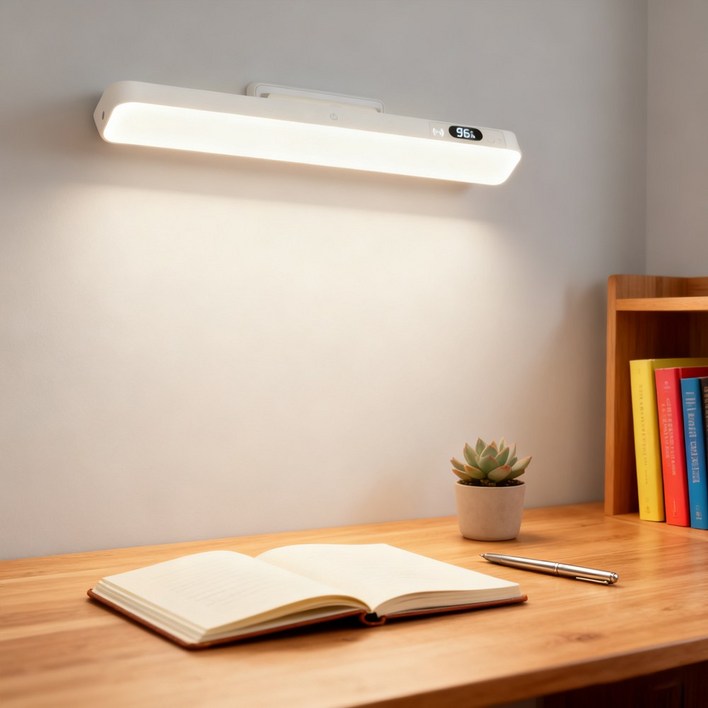 VANKIN 디지털 전력표시 무선 리모컨 탁상 스탠드 조명 간편부착 무타공 마그네틱 LED등 화장대 조명, 화이트