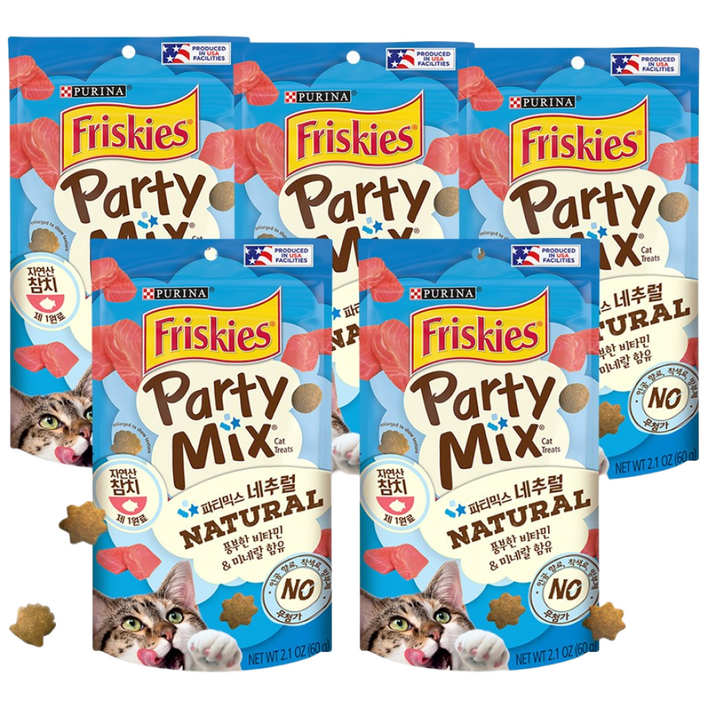 퓨리나 프리스키 파티믹스 고양이 간식 바삭바삭 과자 비스킷, 5개, 60g