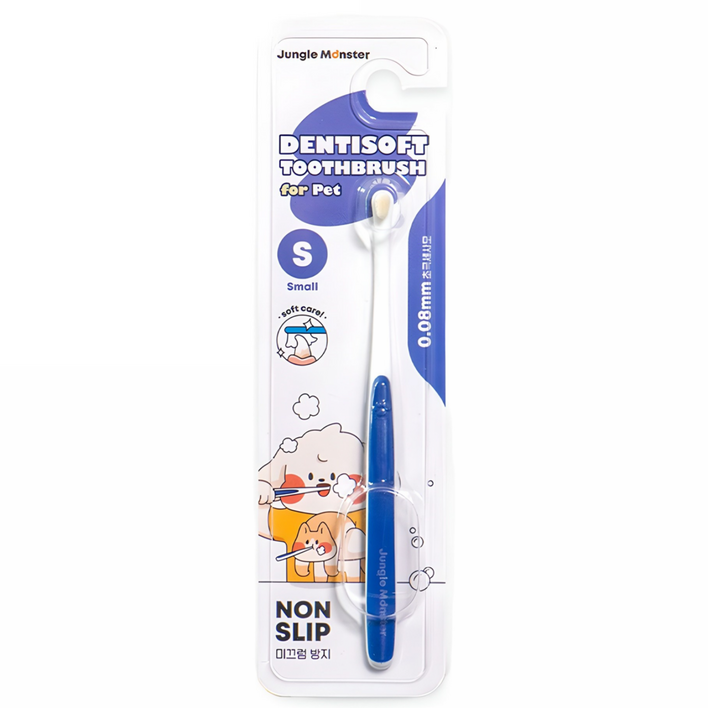 정글몬스터 반려동물 덴티소프트 극세사모 칫솔 S, 블루, 1개