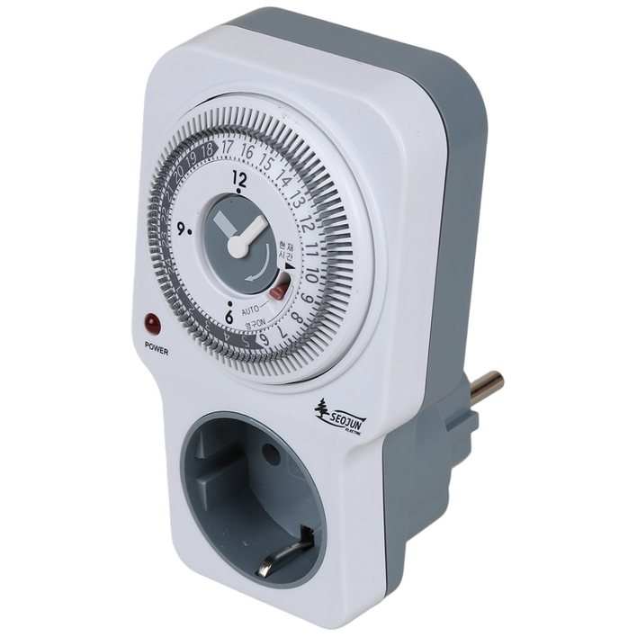 전기 타이머 콘센트 24시간 아날로그 정전보상 직사각형 SJBC16, 1개