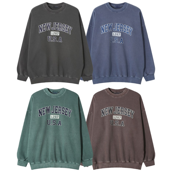 띵니 국내생산 고퀄리티 오퍼빗 빅사이즈 남녀공용 기모 뉴저지 피그먼트 맨투맨