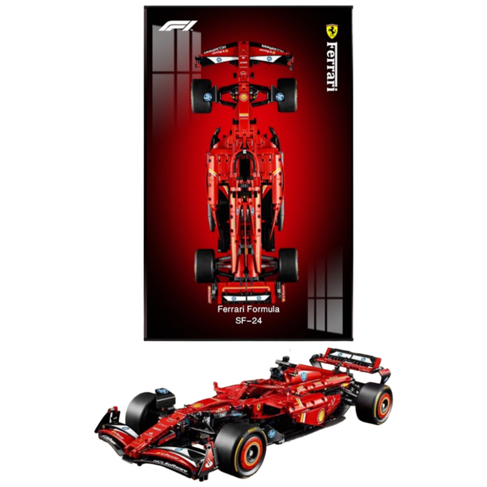 이링인터 레고액자 테크닉 LED 알루미늄 프레임 80X50cm, 1개, 레드 페라리 SF24