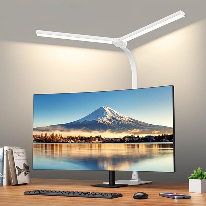 몬스터라이트 BWS24C 번개표 듀얼헤드 LED 책상 스탠드 800mm 와이드 조명
