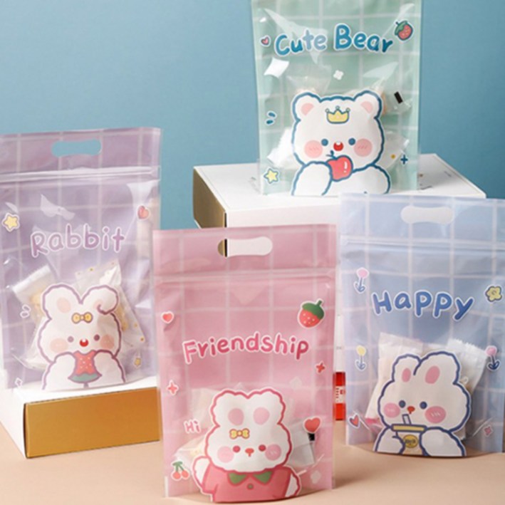 미미파티 감성 귀여운 구디백 손잡이 지퍼백 포장 봉투