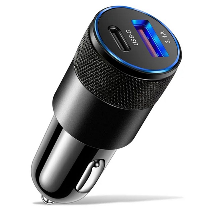 구스페리 38w 2포트 차량용 시거잭 고속 충전기 c타입  usb타입, 블랙