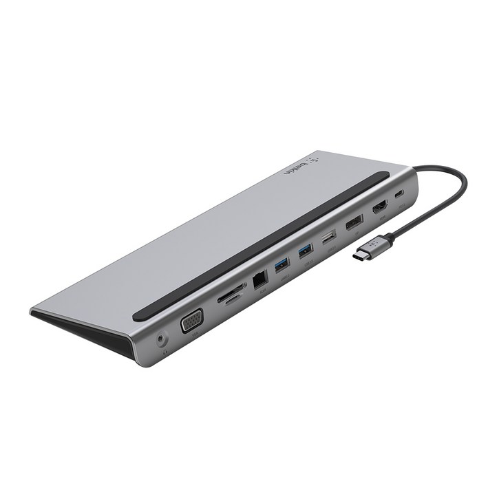 벨킨 connect USB C타입 11 in 1 멀티 포트 허브 독 INC004bt, 그레이