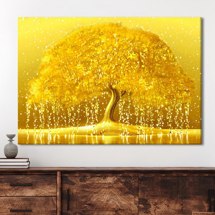 인메이블 황금 골드 돈들어오는 돈나무 그림 캔버스 액자