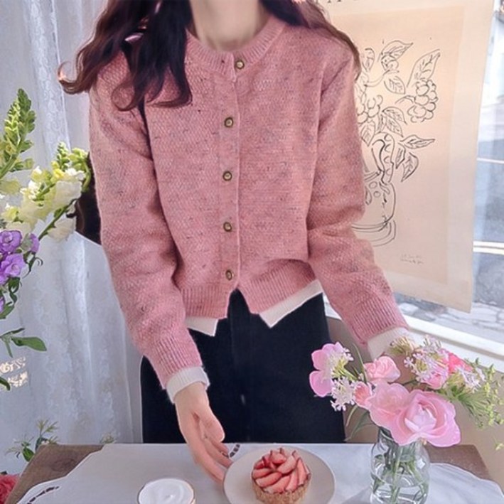 리린 LABEL 로즈빈 앤배색 부드런스판 보카시 가디건 2color 2652231