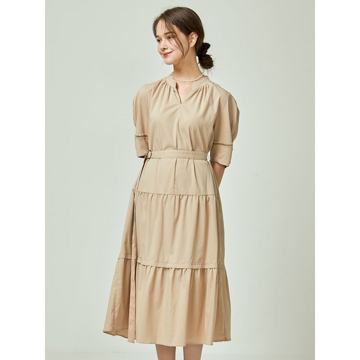이앤씨 베이지 시어서커 벨트 원피스 ENOW32511A