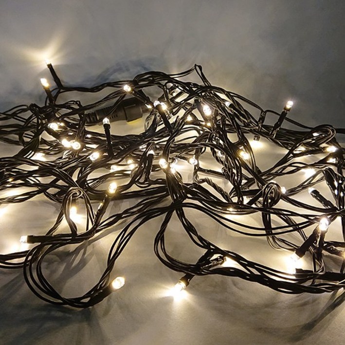 선세이브[세트] 크리스마스 트리/캠핑 조명 LED 은하수 100구 검정선+전원케이블 세트, 전구색