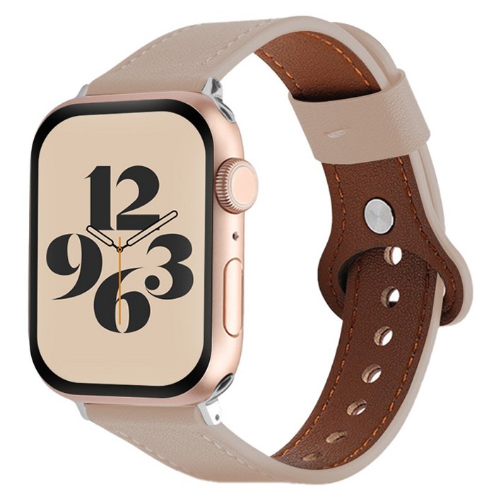 사라밴드 애플워치 호환 슬림 원버튼 레가토 링 스트랩, 베이지, 1개