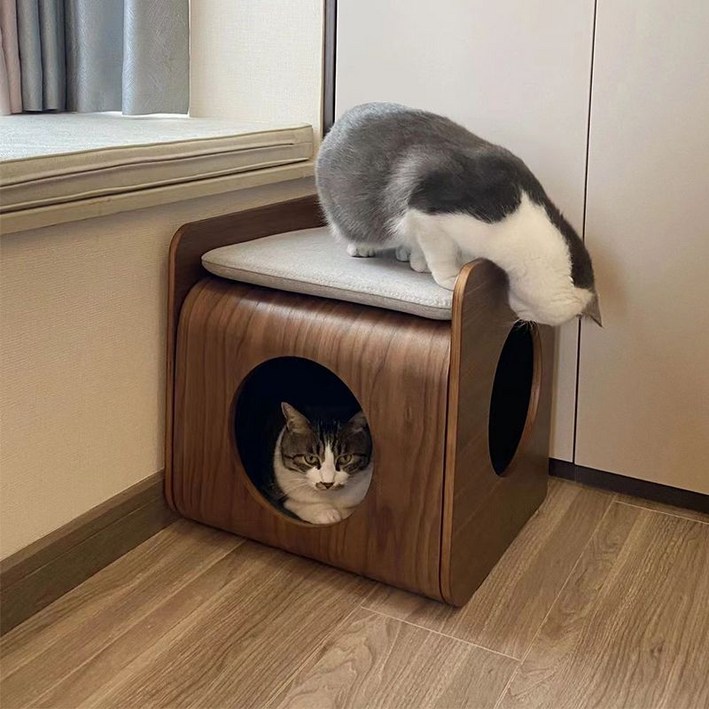 침대 옆 고양이 집 선반 숨숨집 창틀 캐비닛 웜화이트 펫 동물 협탁