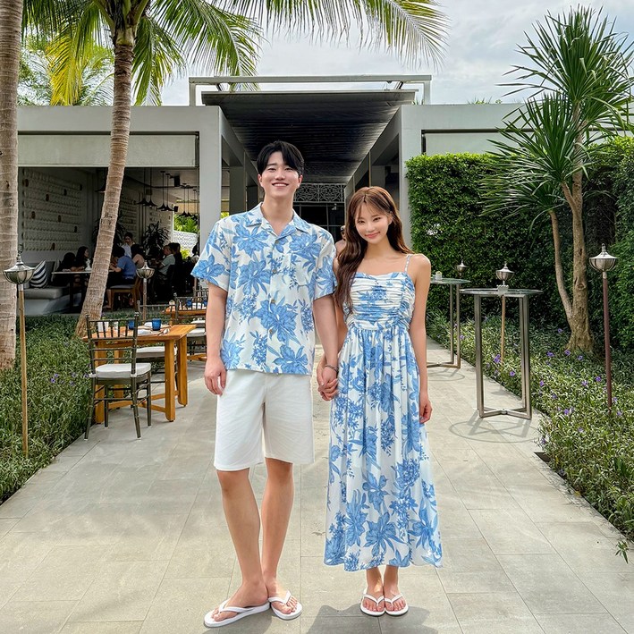 [44-77] 알로나 휴양지커플룩 허니문 하와이안 커플휴양지룩 바캉스 신혼여행 시밀러룩