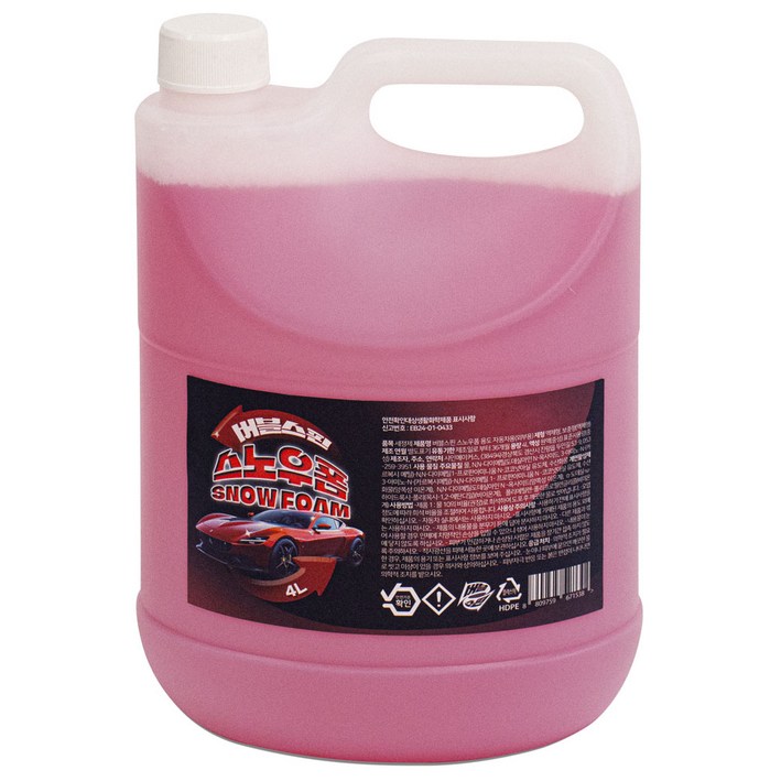버블스핀 고농축 스노우폼 대용량, 1개, 4L