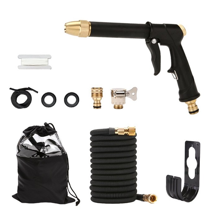 레브홈 파워젯 초강력 고압분사기 세차 베란다 정원 과수원 청소 물 호스 워터건 분사기, 블랙, 30m
