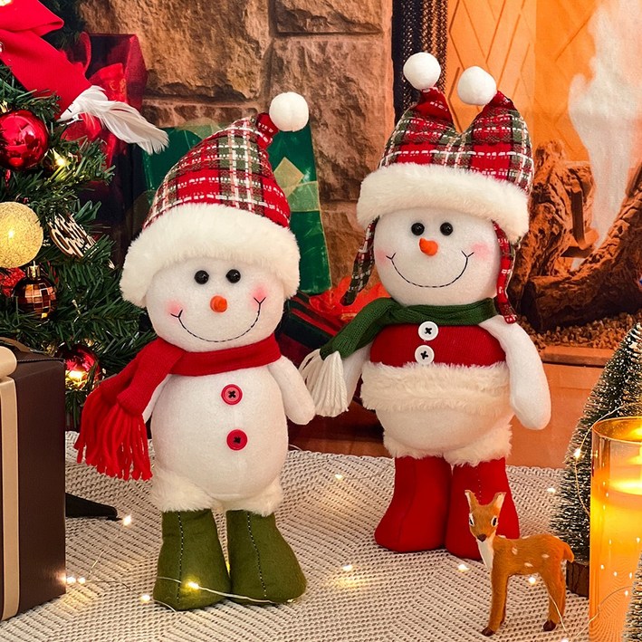 루시아이 컬러부츠 눈사람 장식 인형 2P 세트 크리스마스 장식, 2개