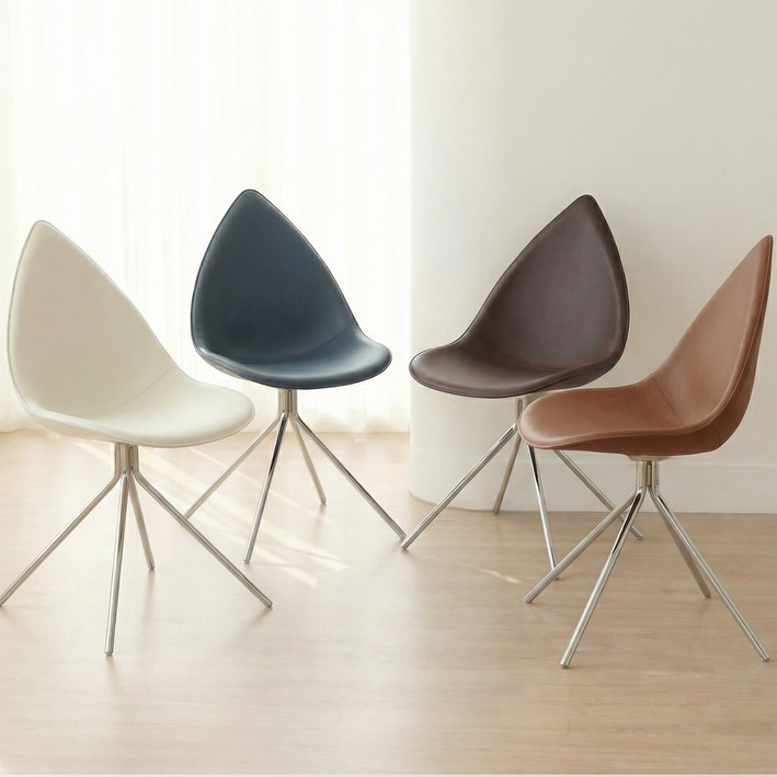 센소 프리미엄 홈 인테리어 오타와 가죽 쿠션 원목 디자인 카페 미드센츄리 식탁 의자, 리얼 소가죽 다크 브라운, 1개