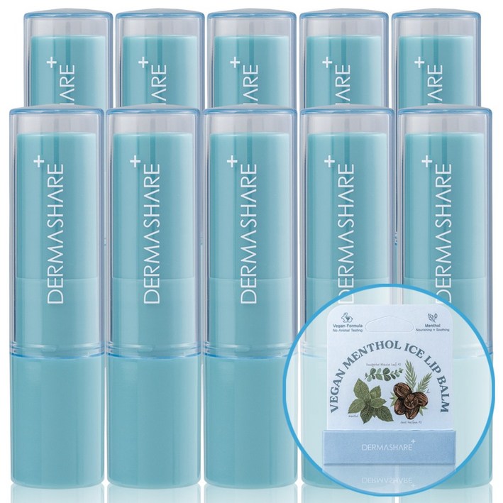 더마쉐어 비건 멘톨 아이스 립밤, 3.7g, 10개