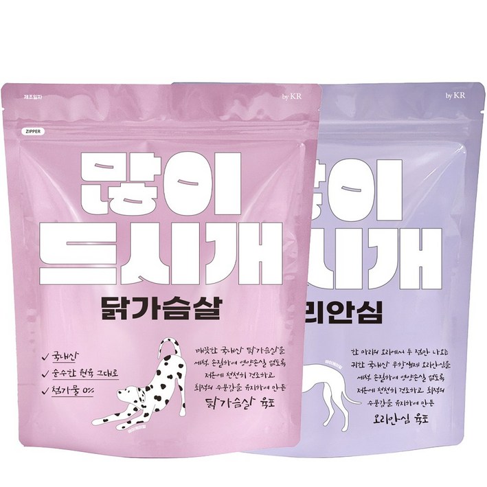 많이드시개 대용량 국내산 애견 수제간식 닭가슴살 400g  오리안심 300g 강아지간식, 2개