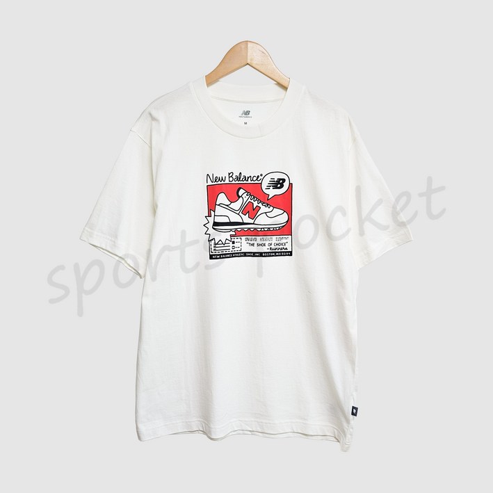 뉴발란스 NBNEEBS361 화이트 MT41593 UNI AD 그패픽 반팔티 SEMIOVER FIT 남자 여자 공용 반팔 티셔츠