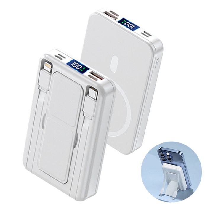아우스힐 15W 무선충전 PD22.5W QC3.0 고속충전 일체형 맥세이프 호환 보조배터리 10000mAh