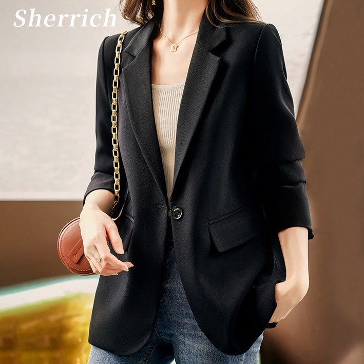 Sherrich 여성정장자켓 캐주얼 여성자켓 소매 심플 봄가을 Sherrich 여성정장자켓 캐주얼 여성자켓 소매 심플 봄가을
