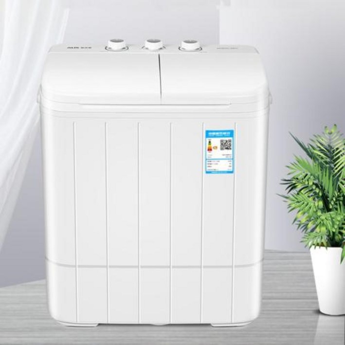 미니세탁기 5KG 반자동 세탁기 더블 배럴 기숙사 가정용 소형 미니 스핀 드라이 기능 세, WHITE+미국