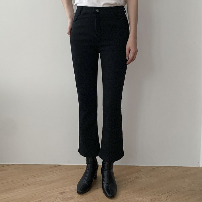 앤샵 여성용 롱숏 2단기장 융털 기모 코니아 히든밴딩 세미 부츠컷 바지 팬츠