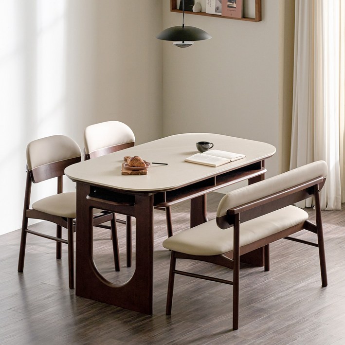 홈앤힐 에단 수납형 원목 포세린 46인용 세라믹식탁의자세트