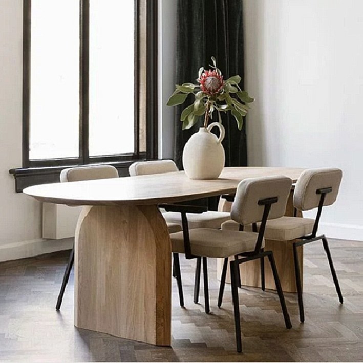 카페 4인 테이블 통나무 튼튼한 식탁 북유럽 스타일 4인 160x 폭75X높이75cm, 팔걸이o  의자4세트