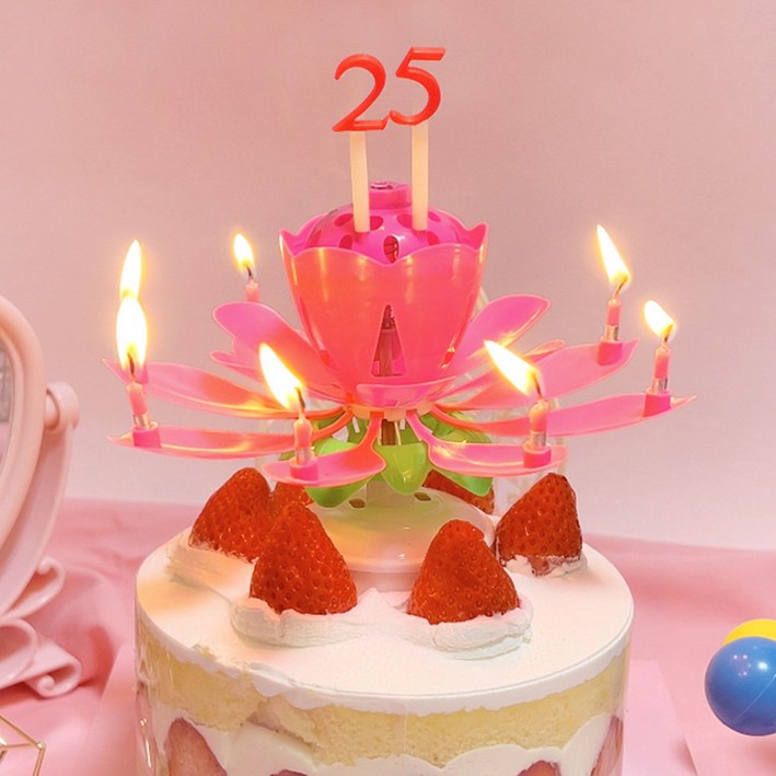 아이템하우스 생일축하 멜로디 연꽃초  숫자세트 2p 3개 1세트, 핑크3개