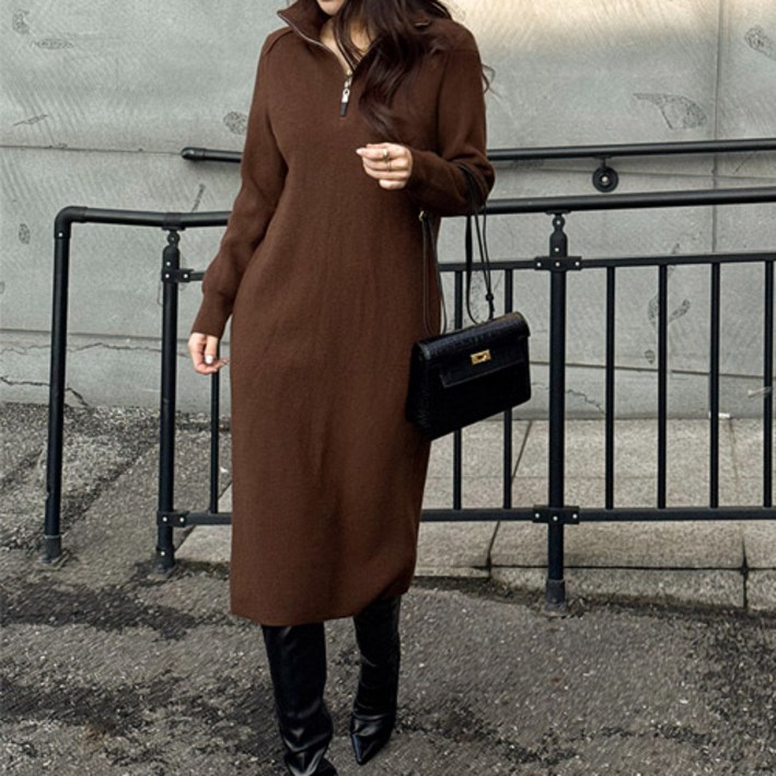 [난닝구]세브멜 반집업니트원피스