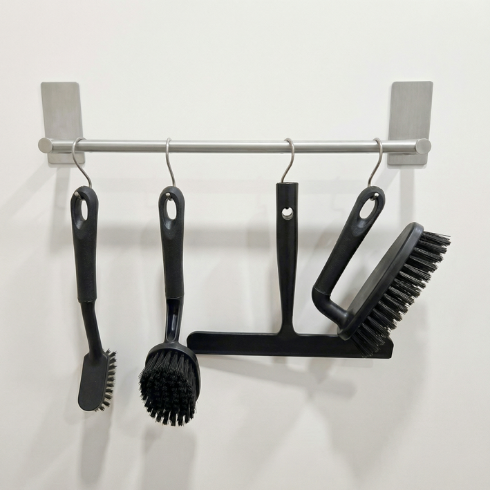 무지스 무광 스텐 304 롱타입 욕실 청소도구 걸이, 1개, 무광실버40cm
