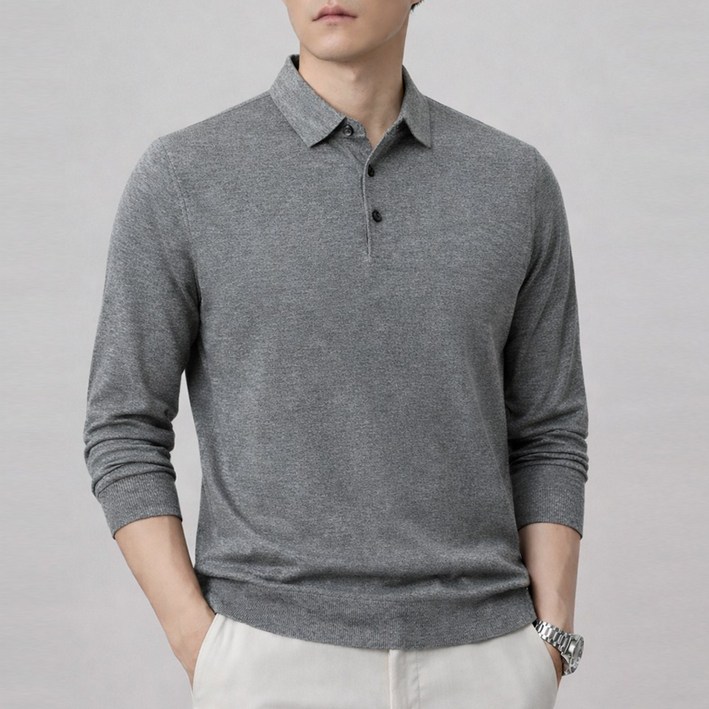 노블민트 남자 비스코스 긴팔 니트 스웨트 카라 티셔츠