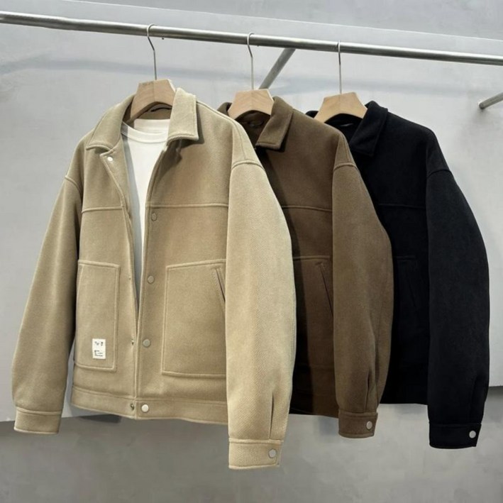 Unique 남자 캐주얼 카라 가디건 봄 가을 숏 자켓 빅사이즈