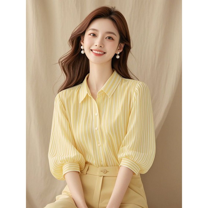 해피유통 여성 7부소매 캐주얼 퍼프 패션 셔츠 jhz