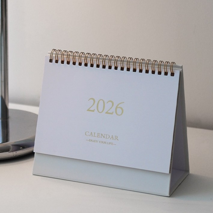 바림 2025-26 데스크 심플 온데이 연휴표시 미디움 캘린더 탁상용 달력, 1개, 화이트