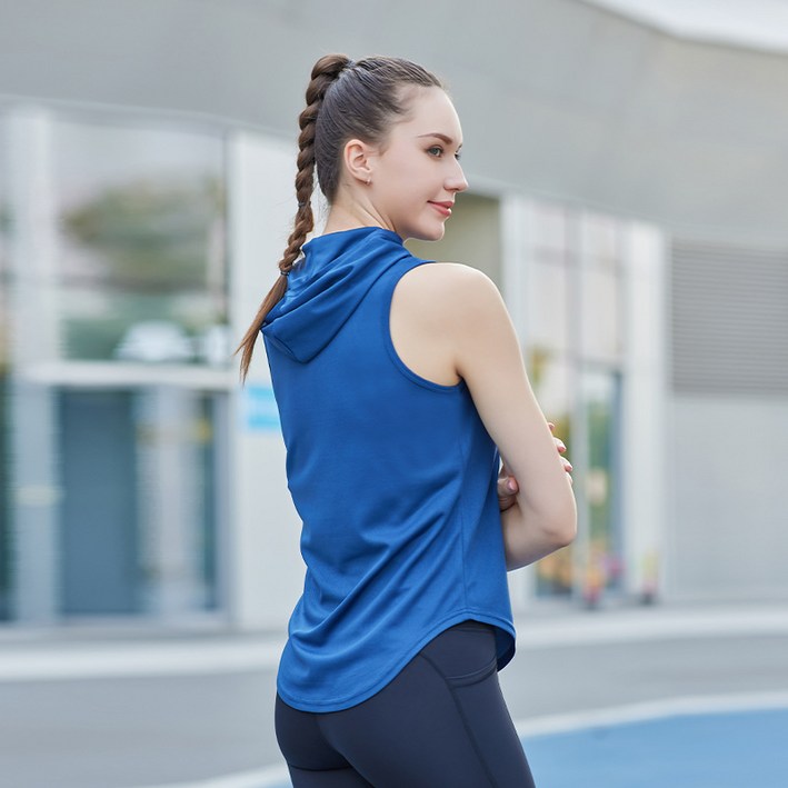 파파라빙 여성 기능성 운동복 상의 러닝 헬스 요가 쿨 후드 나시