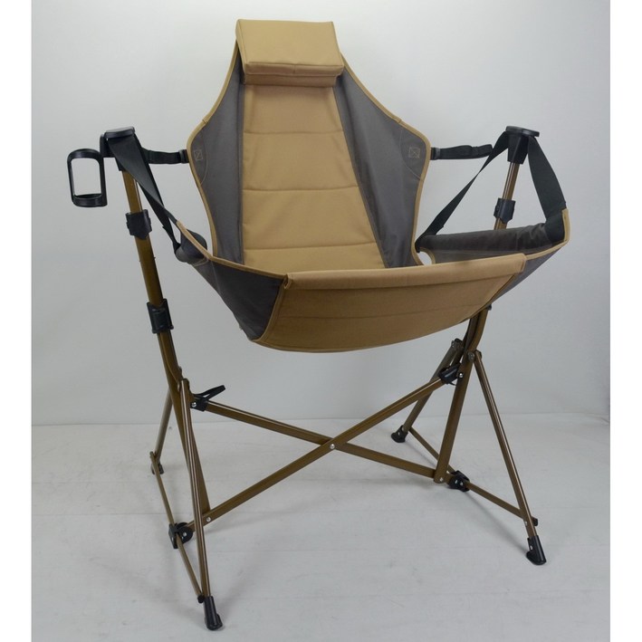 바로스 캠핑 흔들 의자 접이식 릴렉스 스윙체어, 1개, 데저트탄