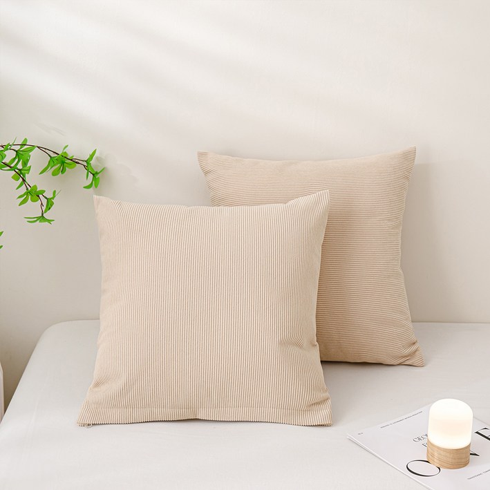 소하임 코듀로이 소파쿠션 솜커버 2개 세트, 베이지