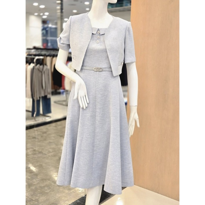 케네스레이디 요플레 크롭 자켓 레이어드 벨티드 원피스 EWSEOF0109 베이지