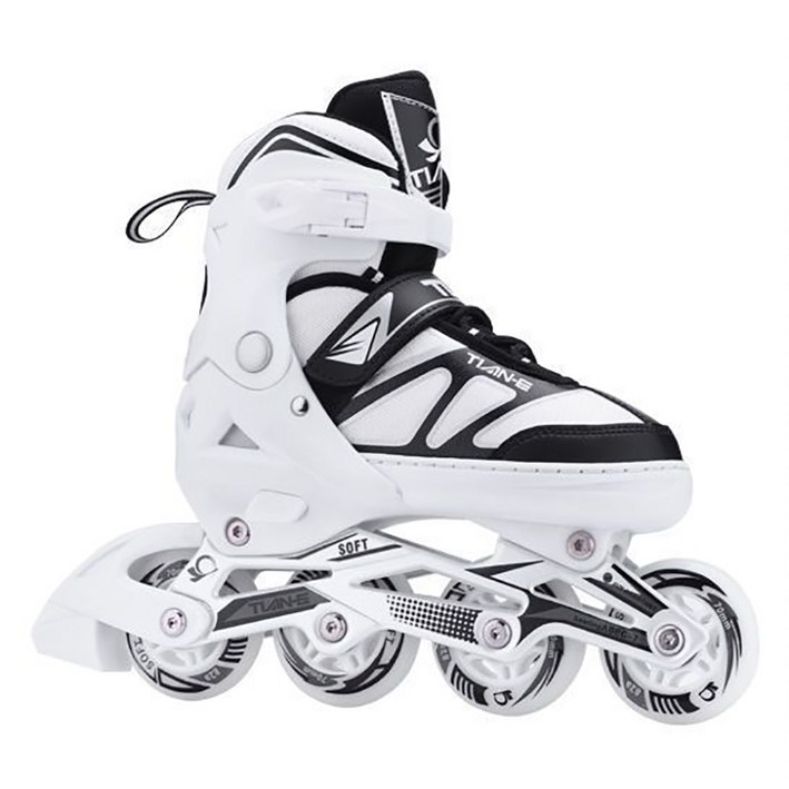 성인인라인스케이트 4 인라인 스케이트 콤보 초보자 조절 가능 롤러스케이트 롤러슈즈 인어미남 roller skates, 화이트, 1개