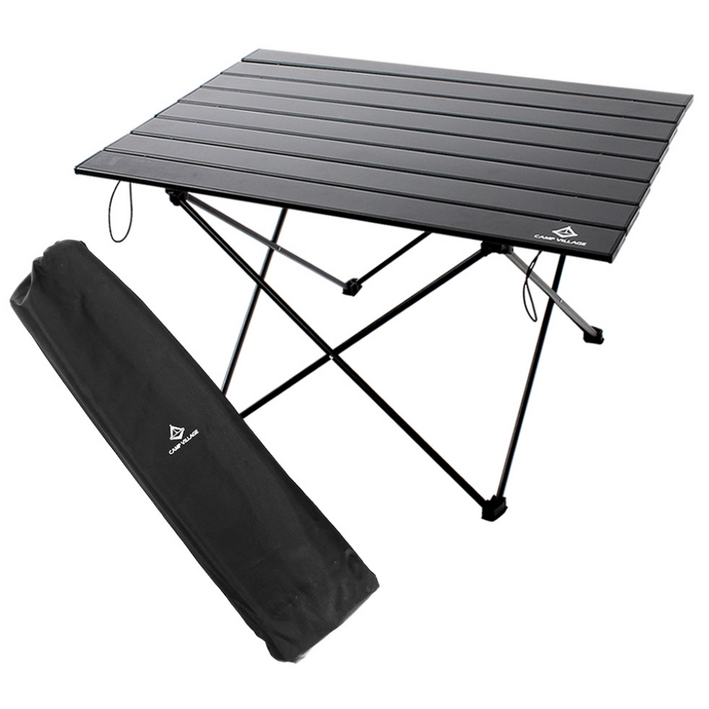 캠핑 초경량 알루미늄 접이식 롤테이블, 블랙