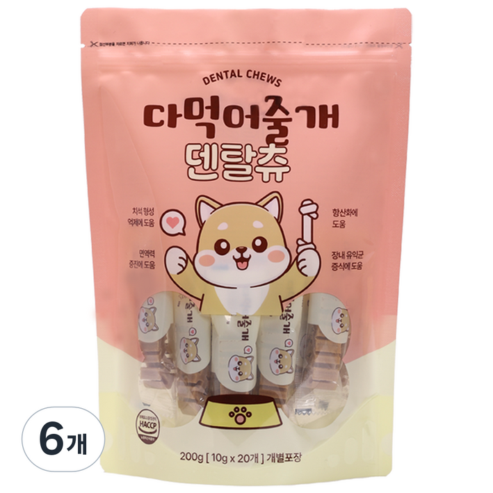 다먹어줄개 강아지 가수분해 덴탈껌 하이포알러제닉, 6개, 200g, 가수분해 닭고기
